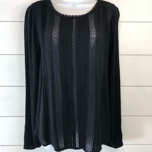 GAP Pintuck &  Lace Crepe Blouse